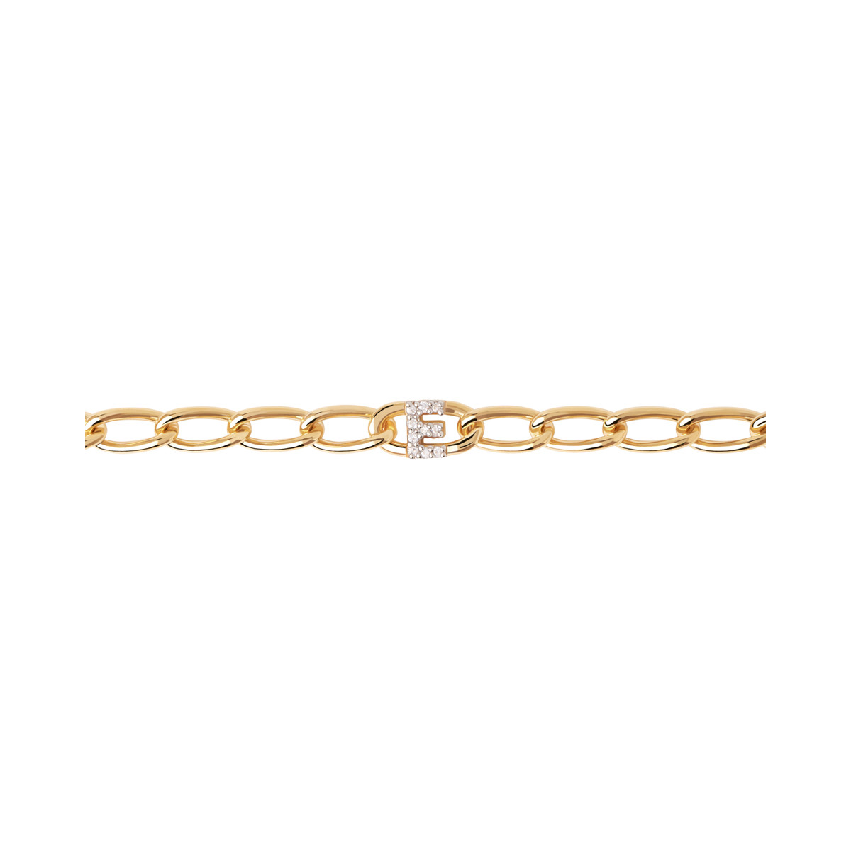 PDPAOLA Bracelet chaîne en argent plaqué or - Lettre E - PU01-542-U