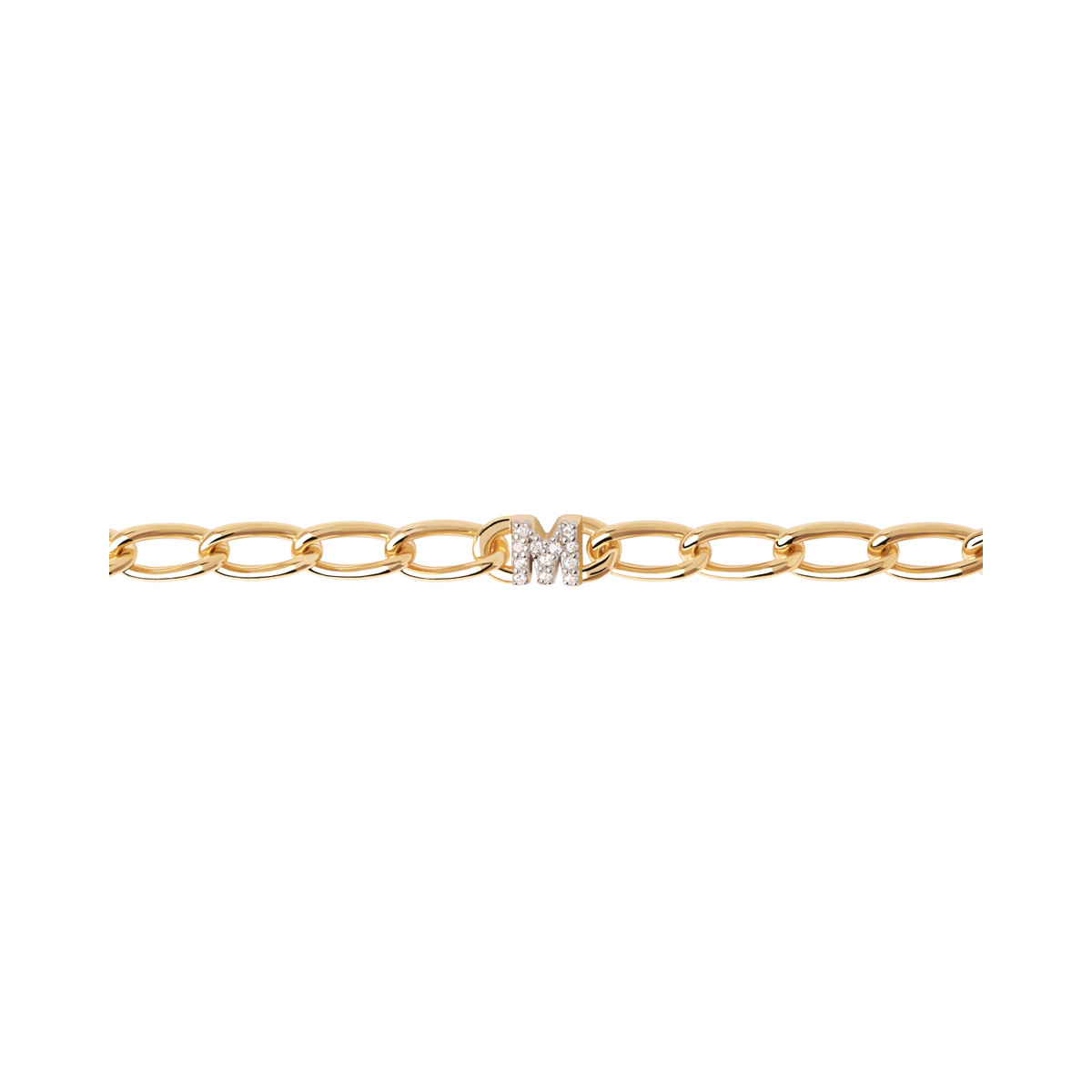 PDPAOLA Bracelet chaîne en argent plaqué or - Lettre M - PU01-550-U