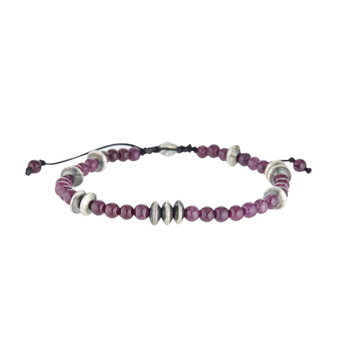 Bracelet Homme "LOHAN" avec perles d'Améthyste et Argent 925 Bracelet Homme Argent 925/1000 "Solaros" Améthyste