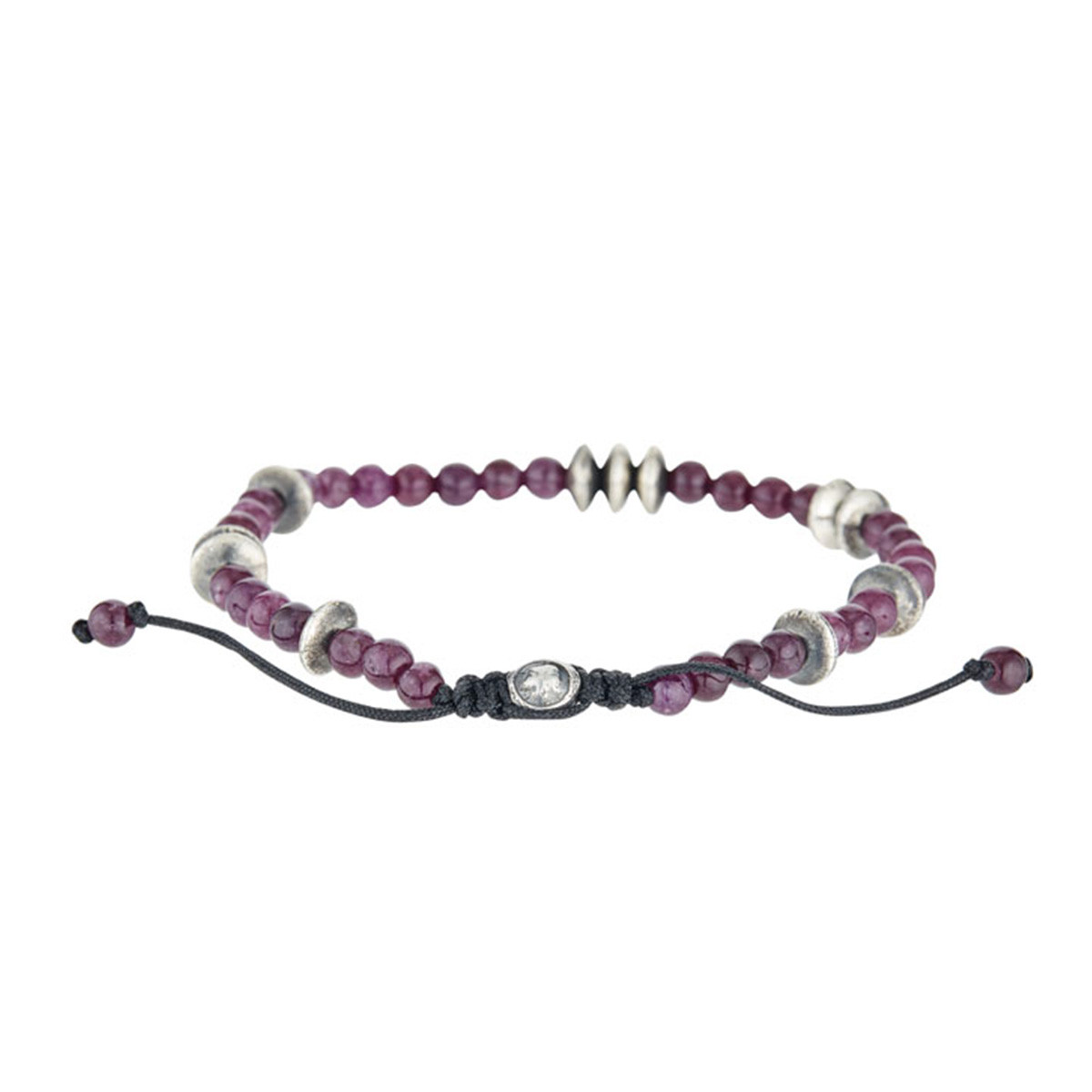 Bracelet Homme "LOHAN" avec perles d'Améthyste et Argent 925 Bracelet Homme Argent 925/1000 "Solaros" Améthyste