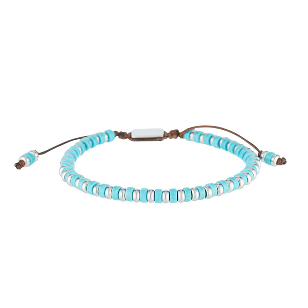 Bracelet Homme perles d'acier et de rocaille turquoise "BLUE DISK STONE" Bracelet Homme en perles bleues "Elyros"