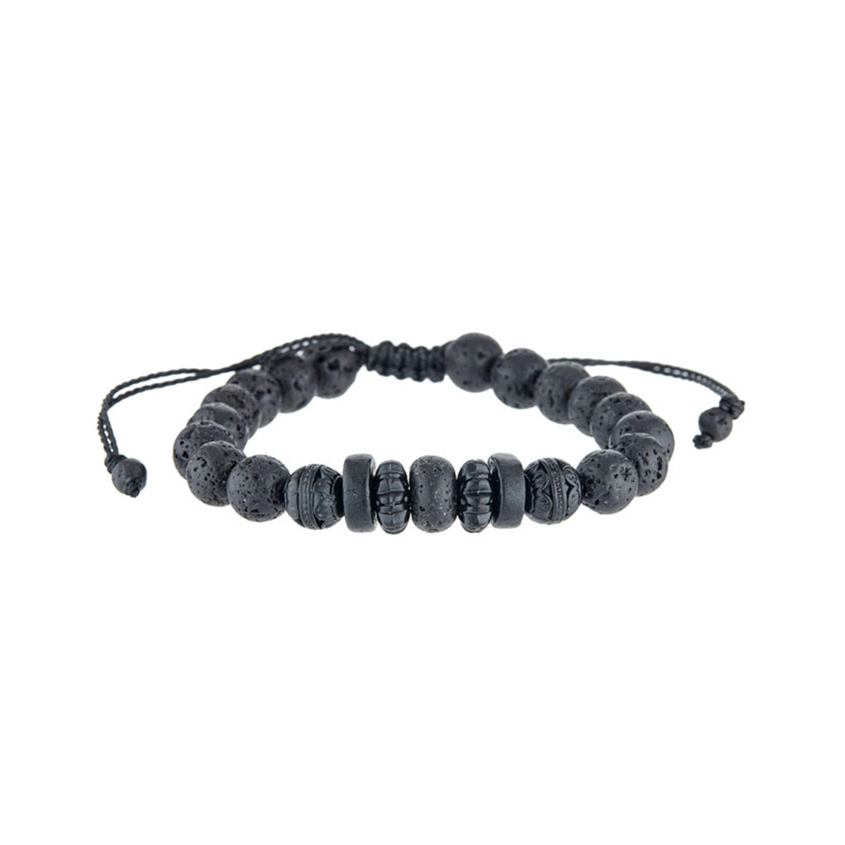 Bracelet Homme ajustable perles noires "ODD"