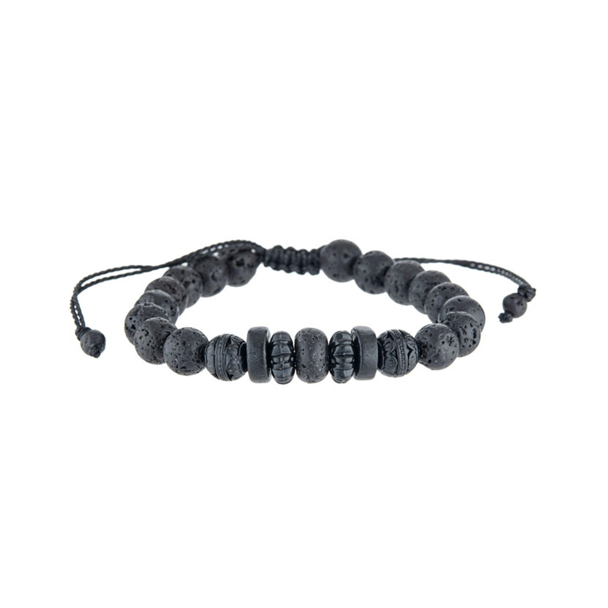 Bracelet Homme ajustable perles noires "ODD" Bracelet Homme ajustable perles noires "ODD"