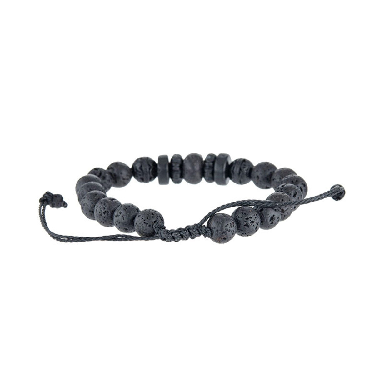 Bracelet Homme ajustable perles noires "ODD"