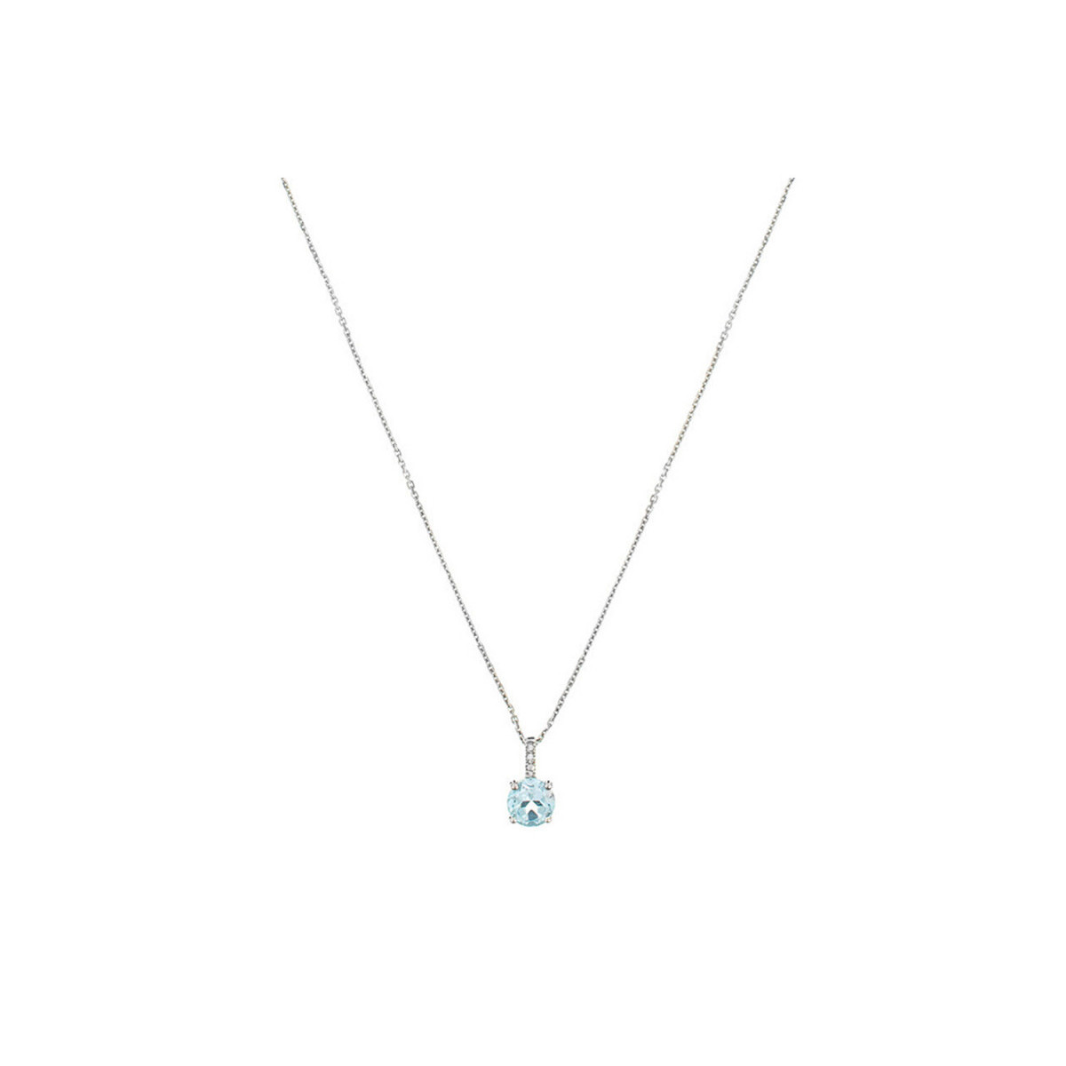Pendentif Or Blanc 375/1000 "Blue Light" Diamant 0,01/2 Topaze 0,95/1 Pendentif "Icare Sacré" Or blanc et Topaze