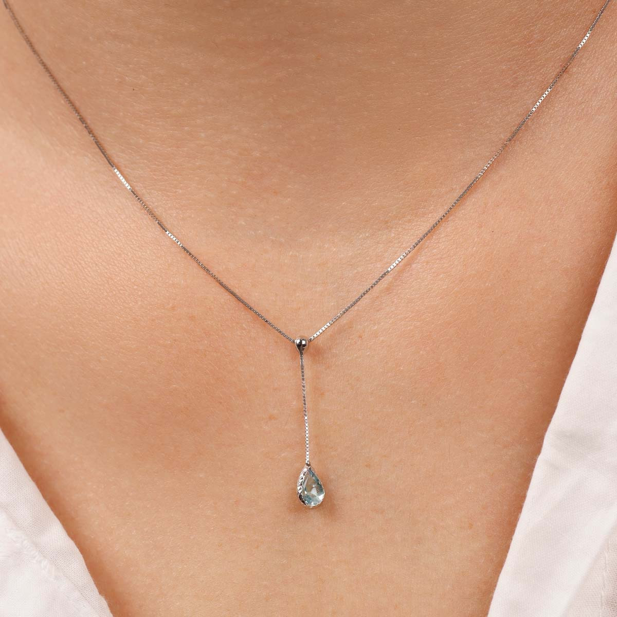 Collier "Goutte d'azur" Or Blanc et Topaze Collier "Nébuleuse" Or blanc