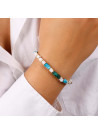 Bracelet "Yaretzi" Opale blanche, Malachite et Turquoise
