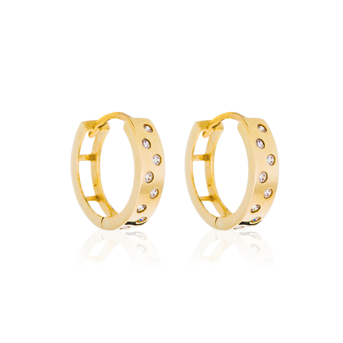 Boucles d'oreilles or jaune et oxydes de zirconium "Lucie" Boucles d'oreilles "Captivation" Or jaune