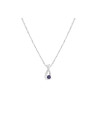 Pendentif Or Blanc Diamant et Saphir