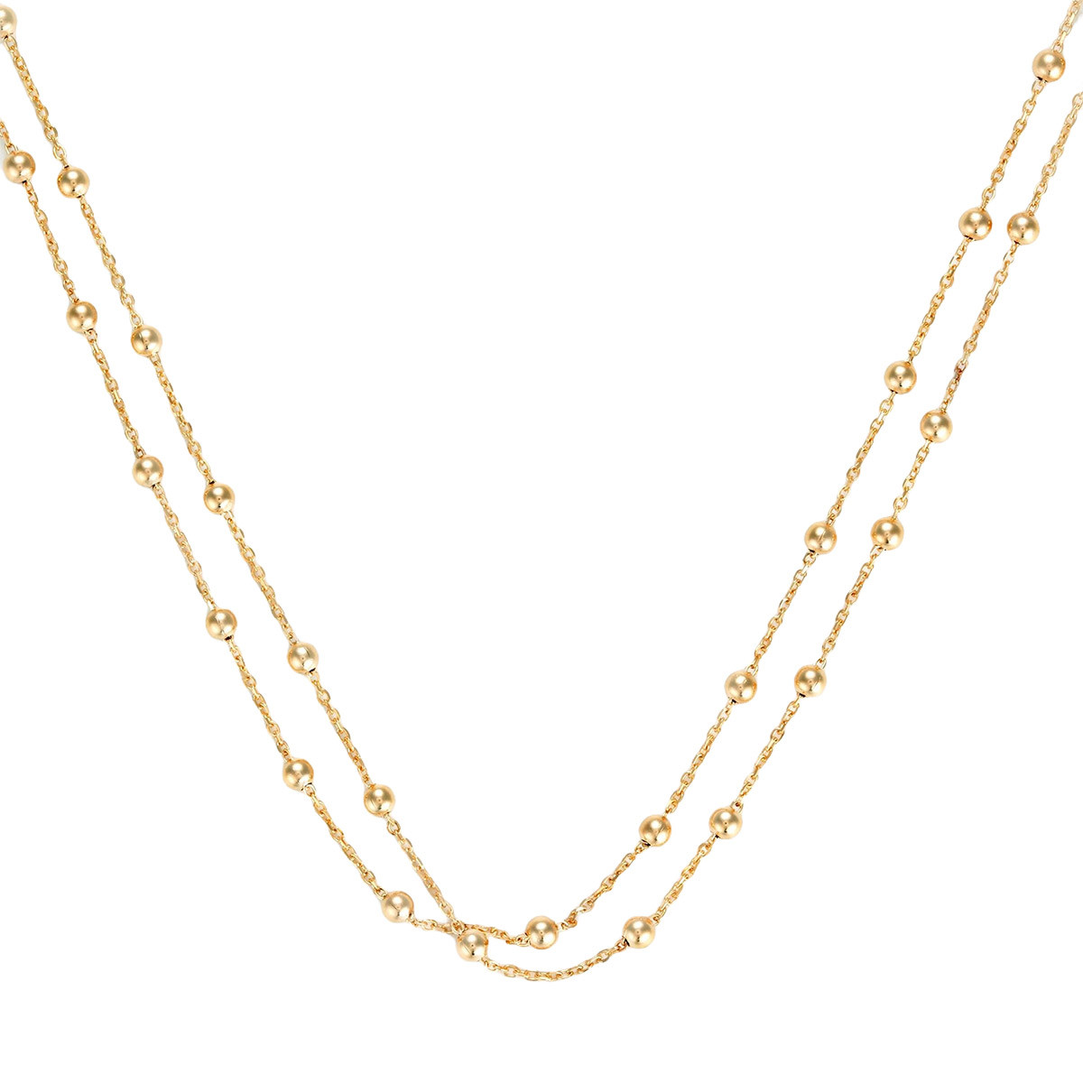 Collier chaine boules double en Or Chaine boules double en Or Jaune 375/1000 43cm"Essor"