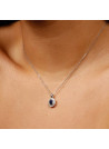 Pendentif Or Blanc Diamant et Saphir