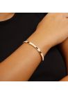 Bracelet jonc ouvert "SHANGHAI" Fausse fourrure Noir et Blanc Leopard finition dorée