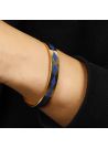 Bracelet ouvert "SAO PAULO" émail Bleu finition dorée