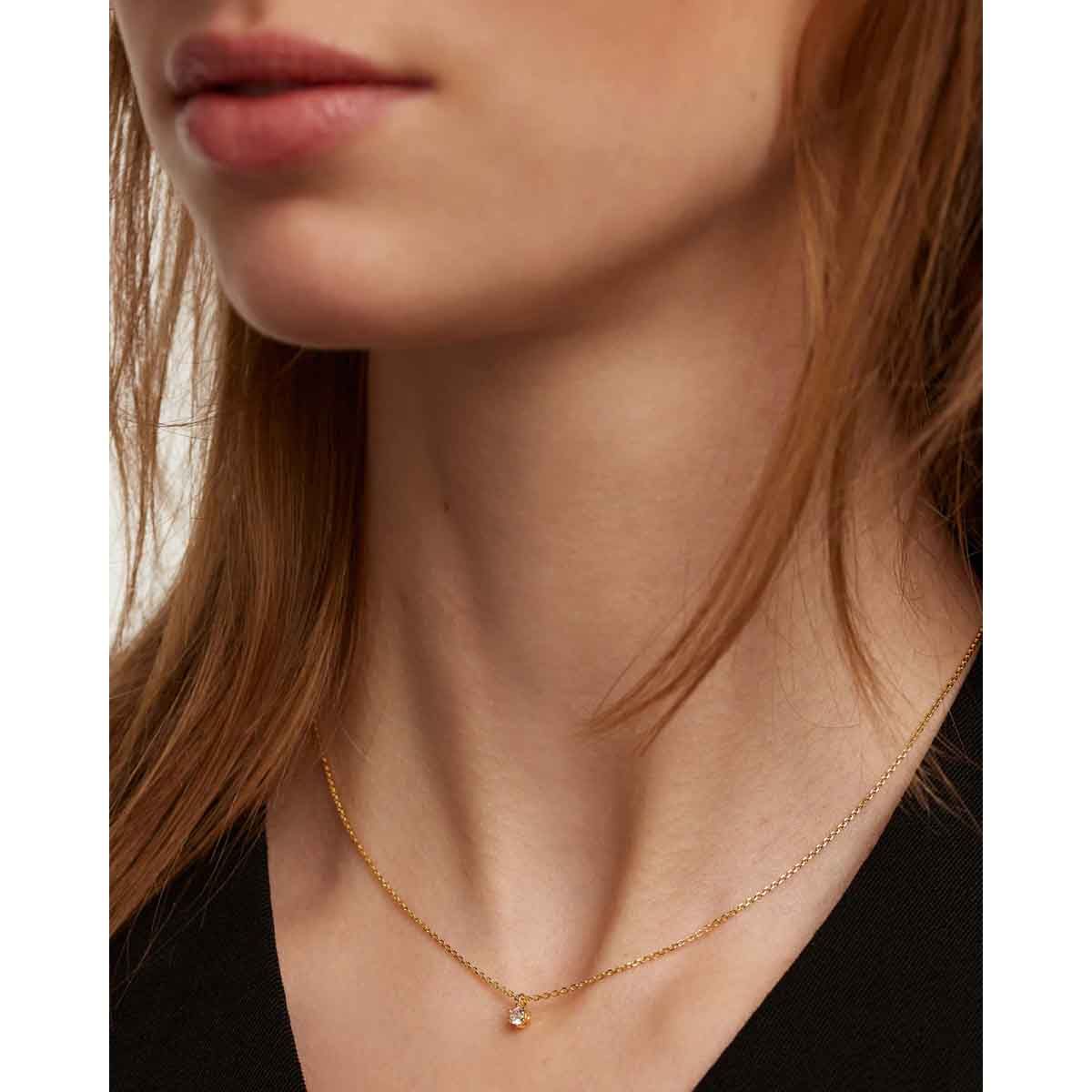 PDPAOLA Collier en argent plaqué or - White Solitary - CO01-060