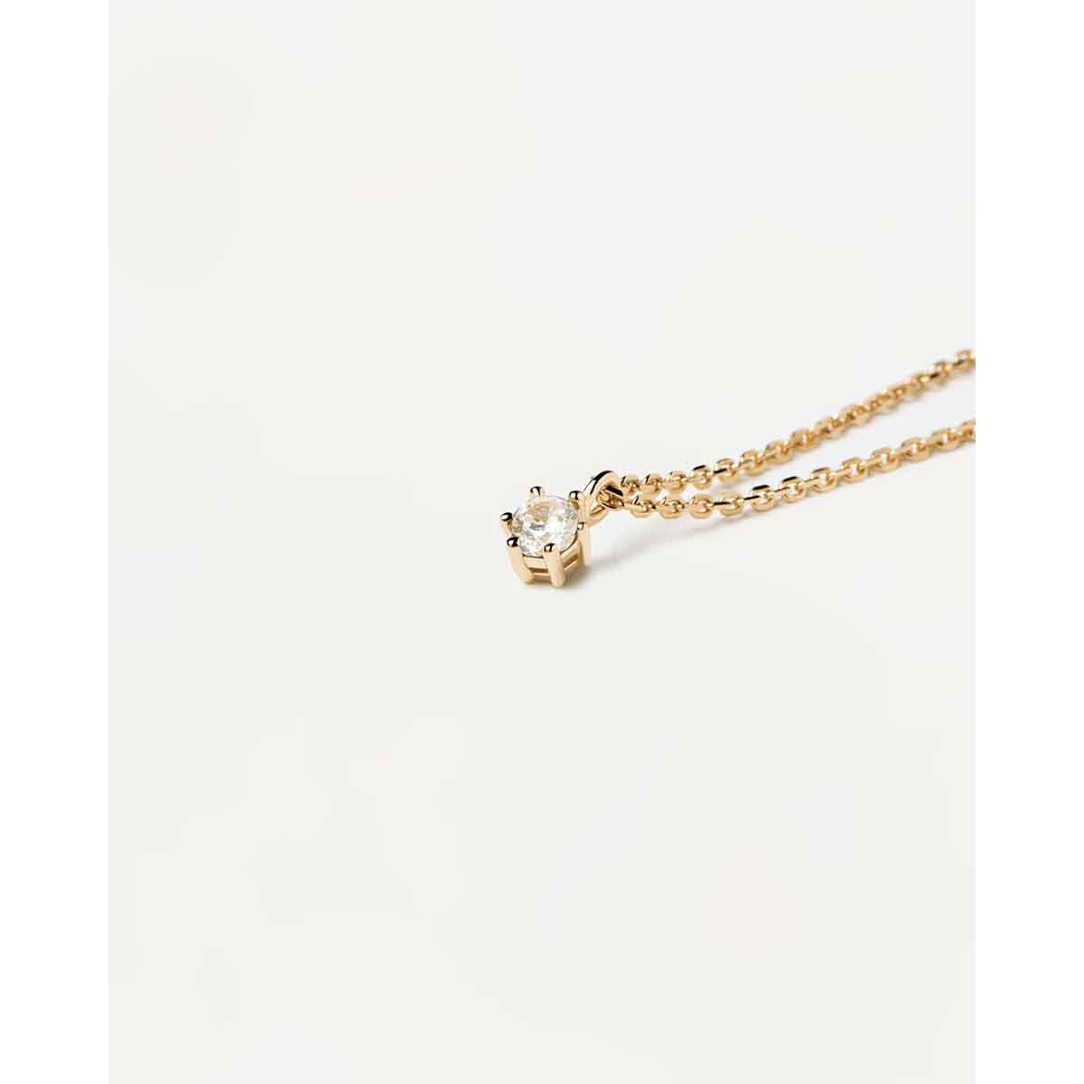 PDPAOLA Collier en argent plaqué or - White Solitary - CO01-060