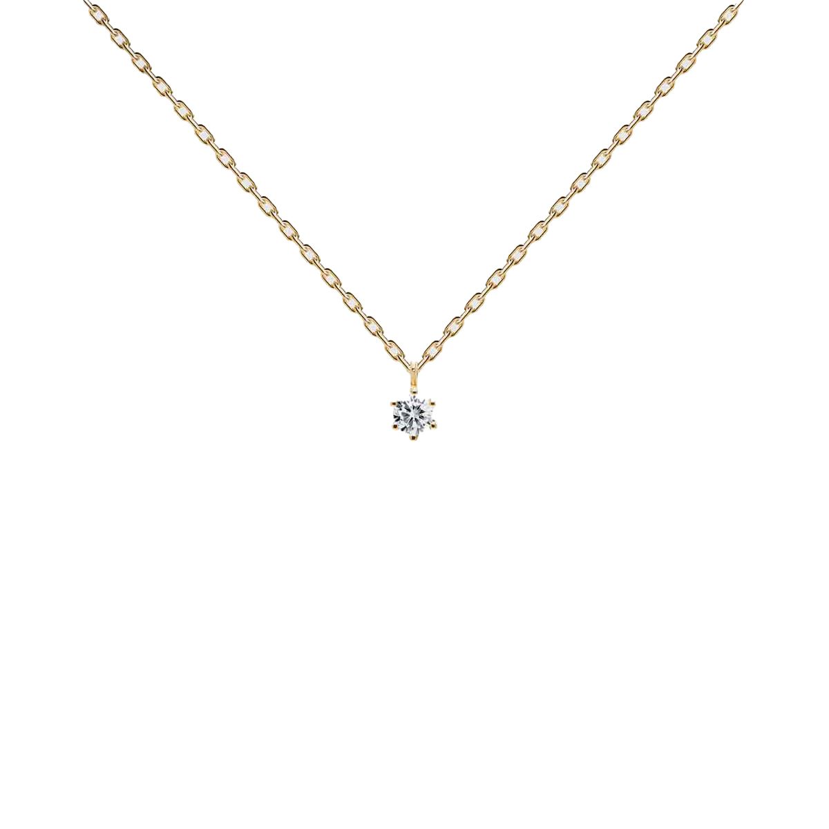 PDPAOLA Collier en argent plaqué or - White Solitary - CO01-060