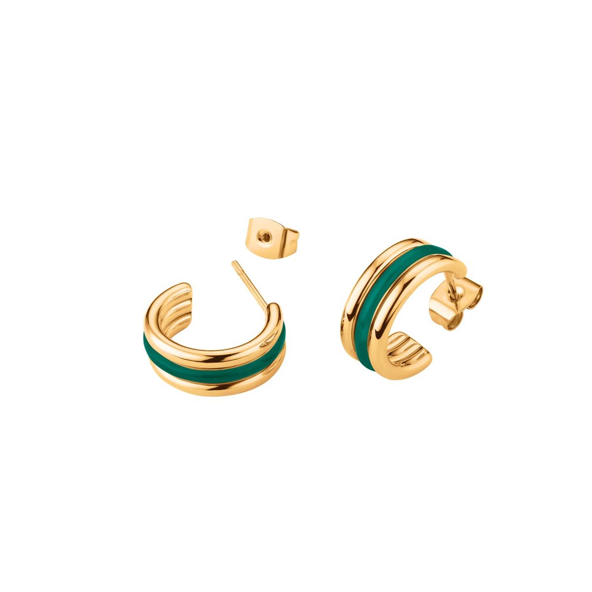 Boucles d'oreilles Rosefield "Emerald Triple Hoops Gold" Acier doré - JEETG-J716