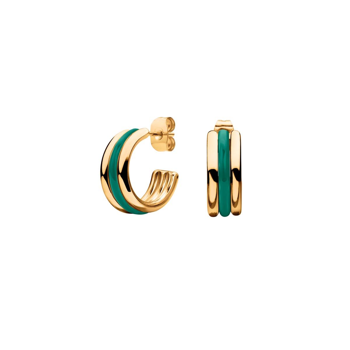 Boucles d'oreilles Rosefield "Emerald Triple Hoops Gold" Acier doré - JEETG-J716