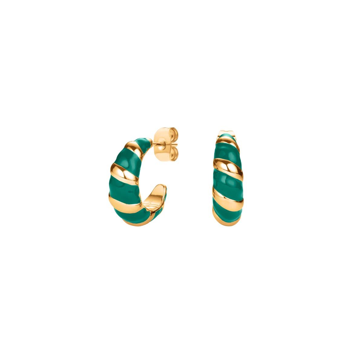 Boucles d'oreilles Rosefield "Emerald Croissant Hoops Gold" Acier doré  - JEECG-J717