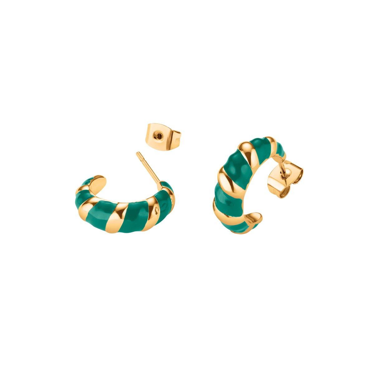 Boucles d'oreilles Rosefield "Emerald Croissant Hoops Gold" Acier doré  - JEECG-J717