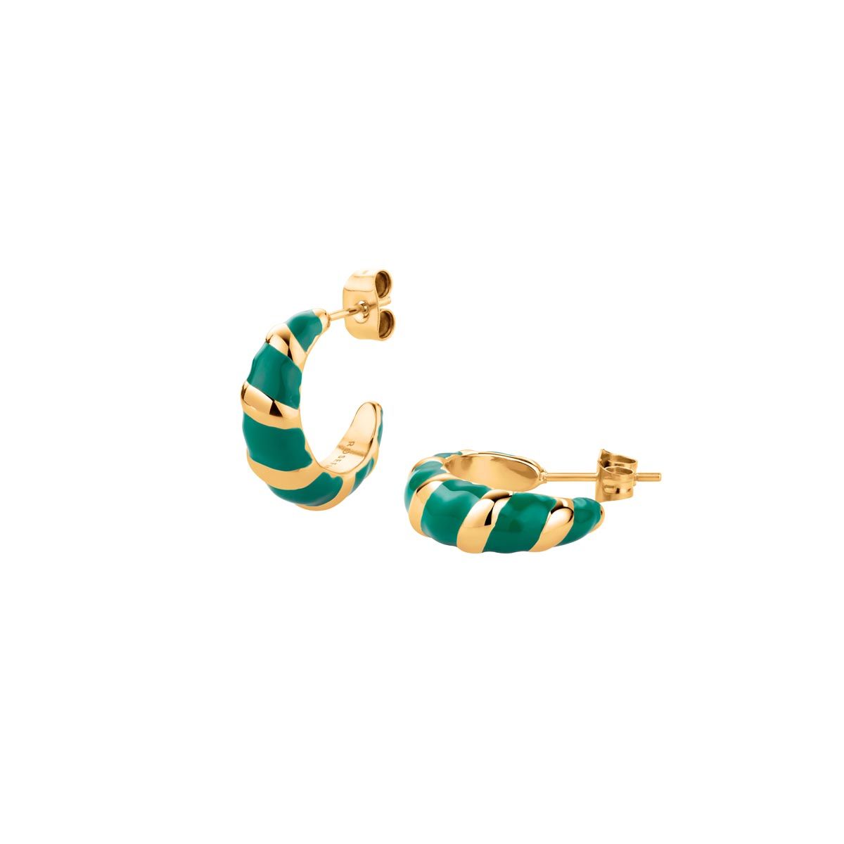 Boucles d'oreilles Rosefield "Emerald Croissant Hoops Gold" Acier doré  - JEECG-J717