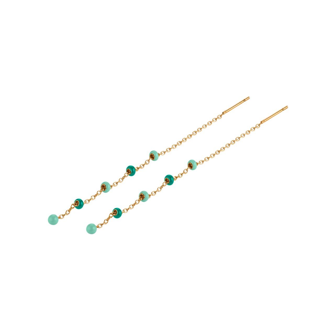 Boucles d'oreilles Rosefield "Emerald Dotted Theader Earrings Gold" Acier doré  - JEETG-J722