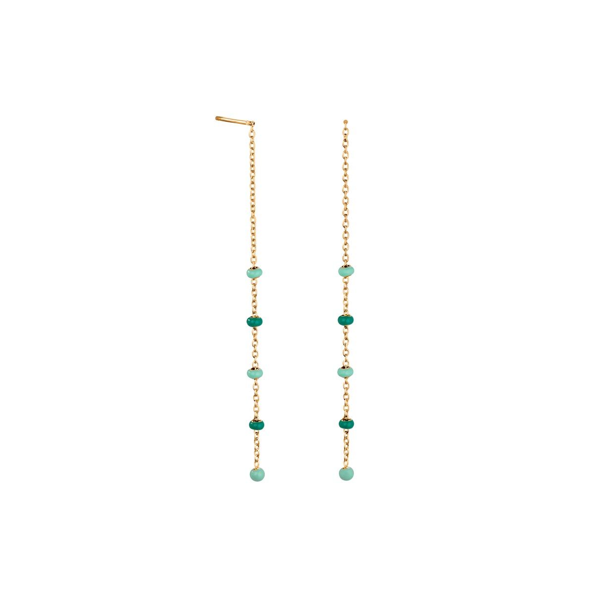 Boucles d'oreilles Rosefield "Emerald Dotted Theader Earrings Gold" Acier doré  - JEETG-J722