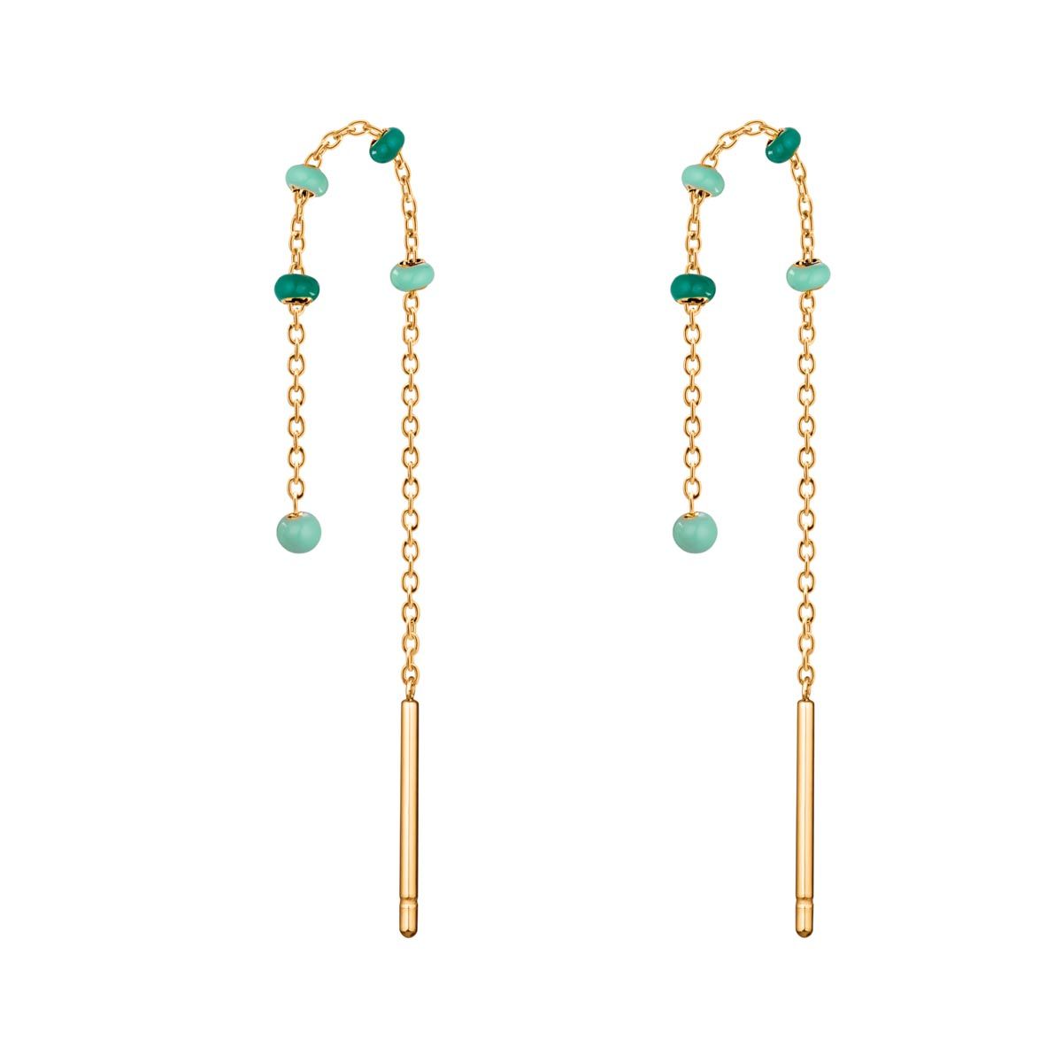 Boucles d'oreilles Rosefield "Emerald Dotted Theader Earrings Gold" Acier doré  - JEETG-J722