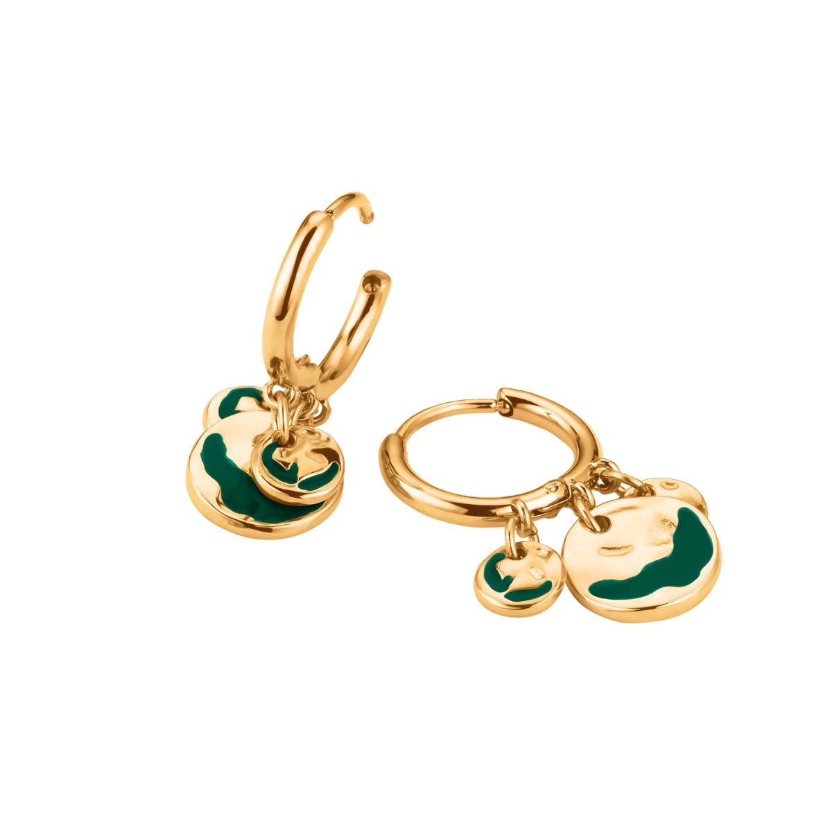 Boucles d'oreilles Rosefield "Emerald Wavey Coin Hoops Gold" Acier doré  - JEEWG-J725