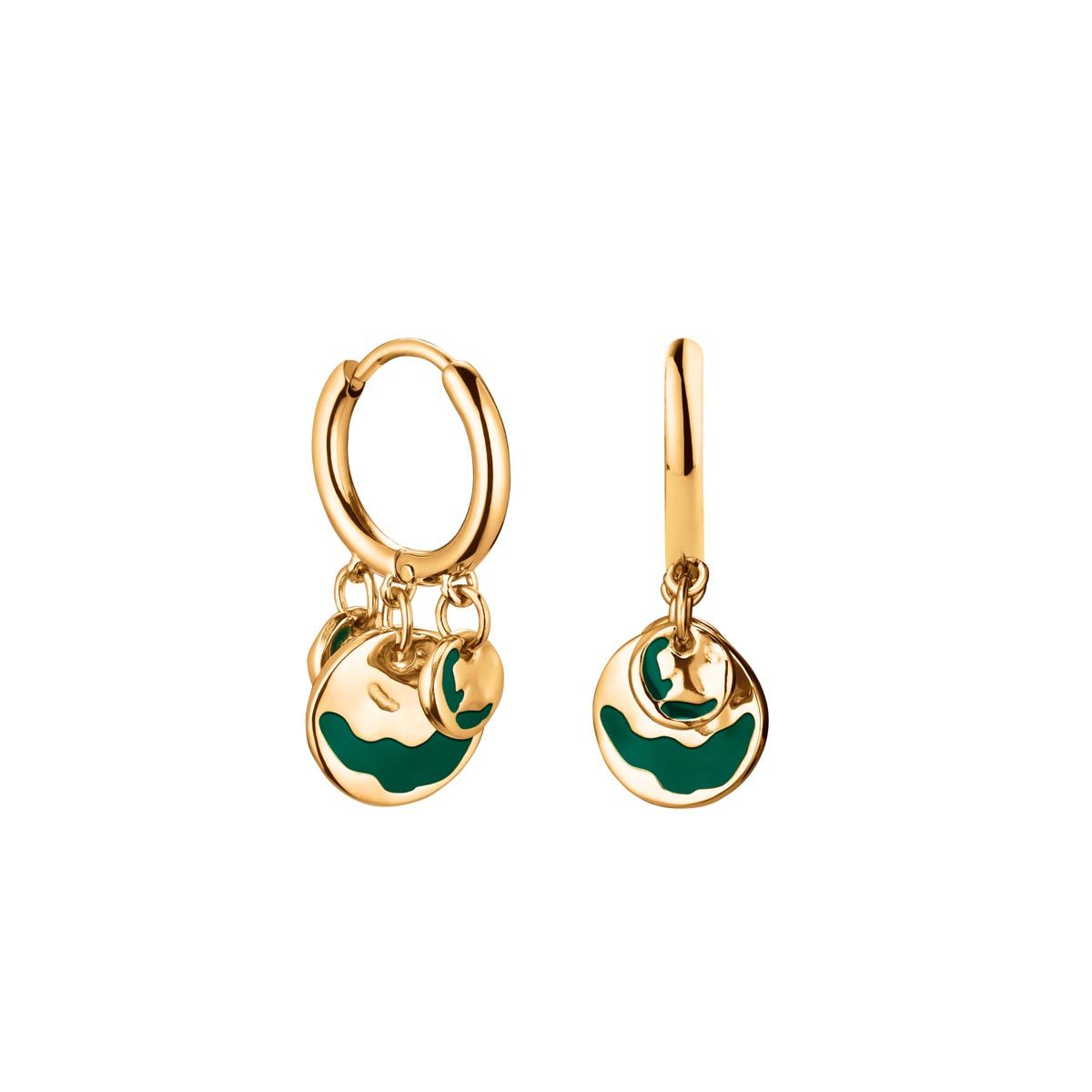 Boucles d'oreilles Rosefield "Emerald Wavey Coin Hoops Gold" Acier doré  - JEEWG-J725