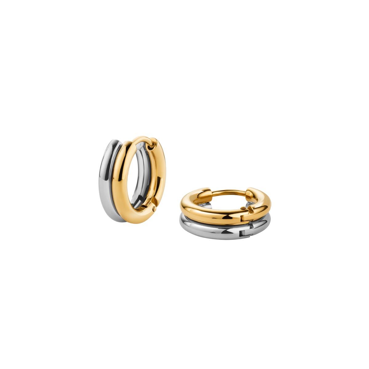 Boucles d'oreilles Rosefield "Duotone 2-way Hoops Gold" Acier doré  - JED2G-J709