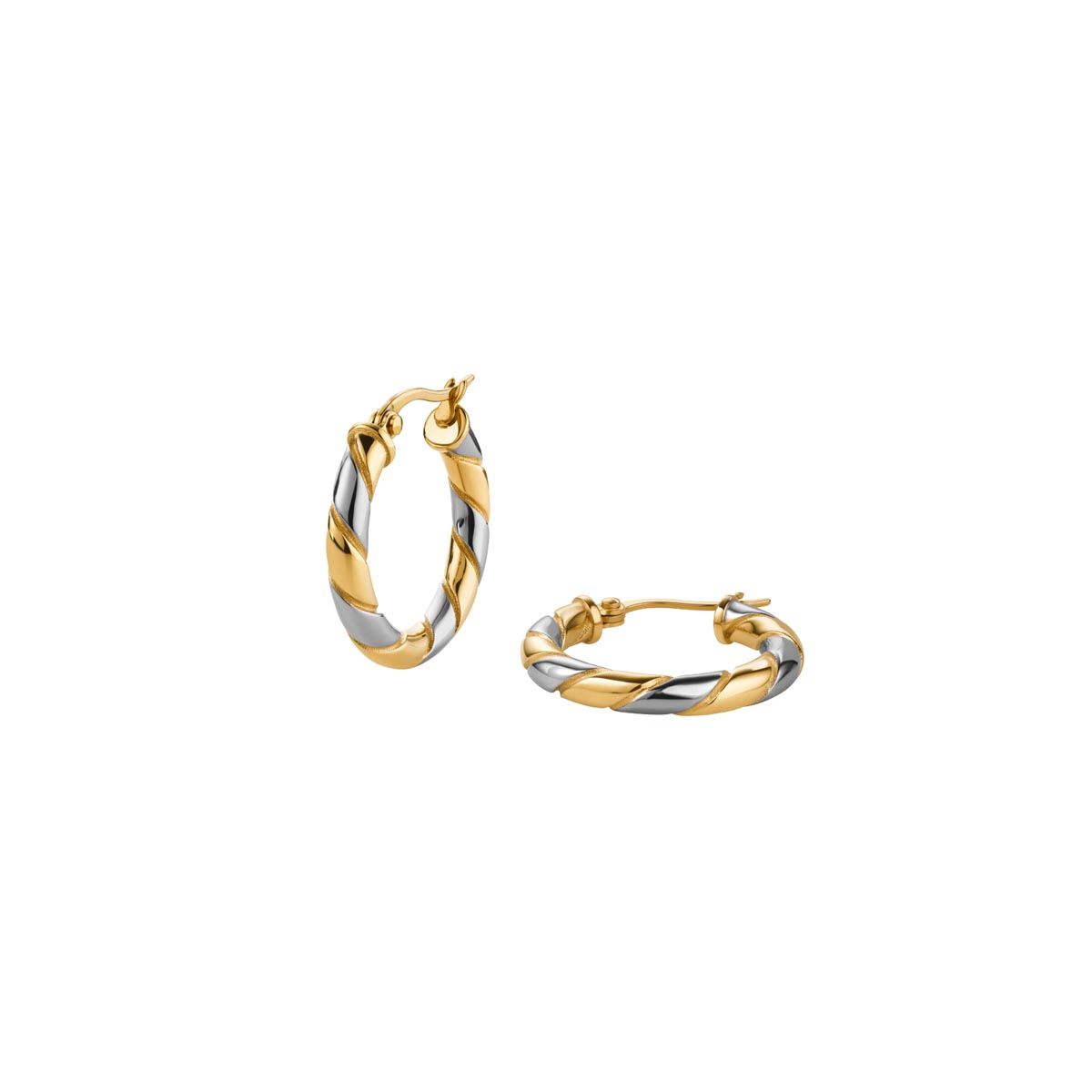 Boucles d'oreilles Rosefield "Duotone Swirl Hoops Gold" Acier doré  - JEDSG-J711