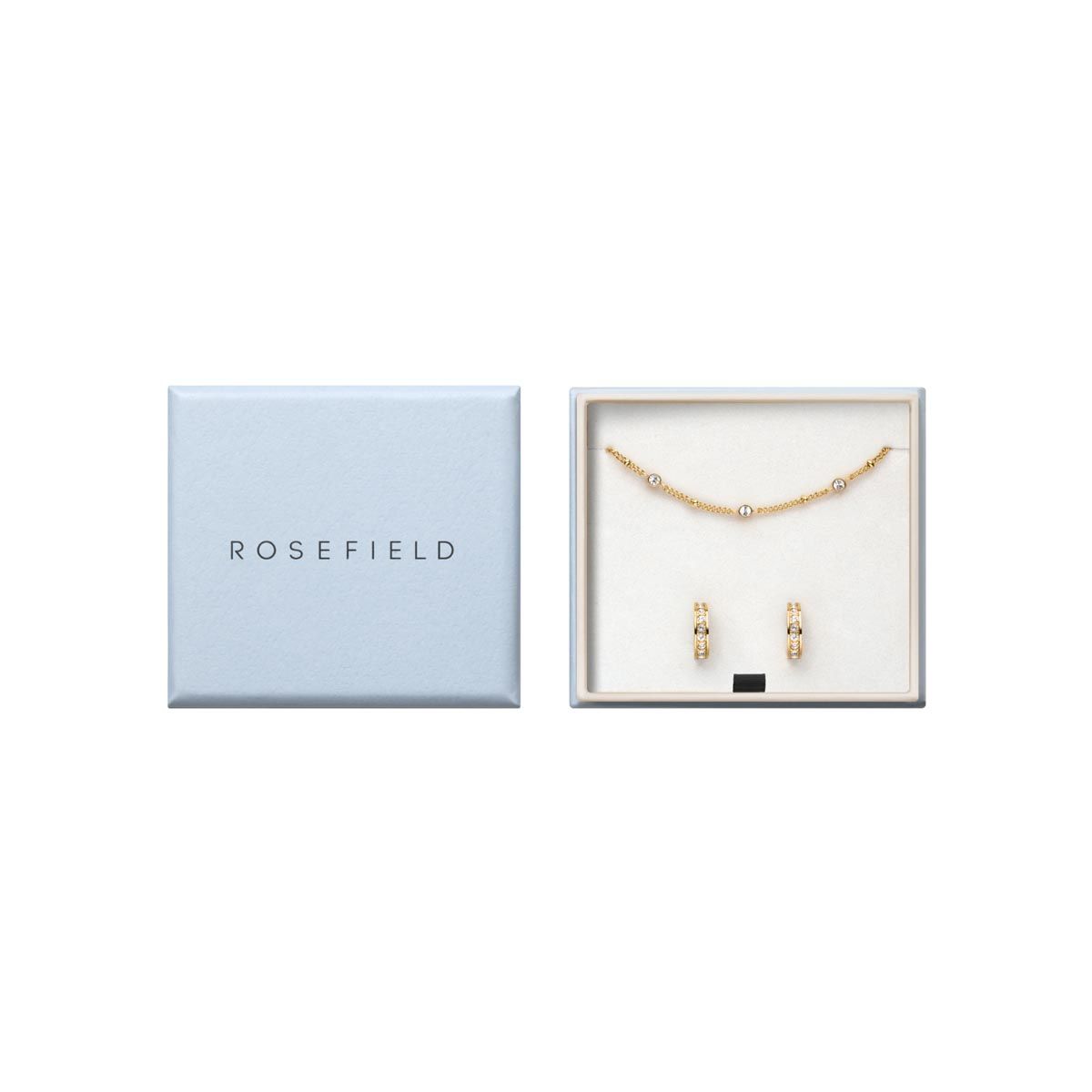 Coffret Rosefield "Multi Crystal Bracelet and Crystal Hoops Gold" Acier doré  - JBHCG-X277