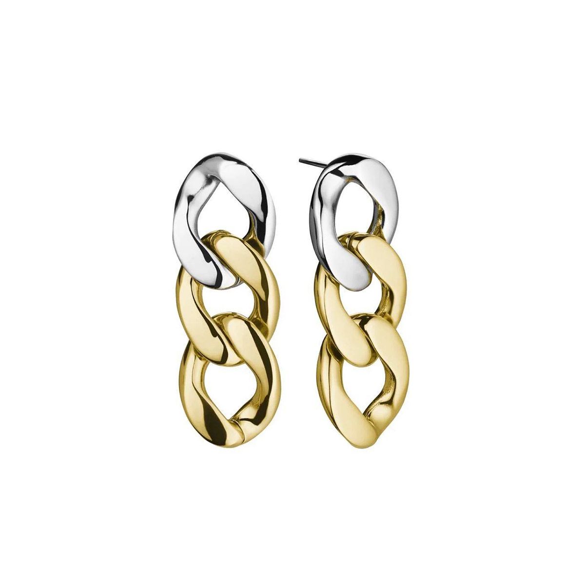 Boucles d'oreilles Rosefield "Duotone Chain Earrings Gold" Acier doré  - JEDCG-J713