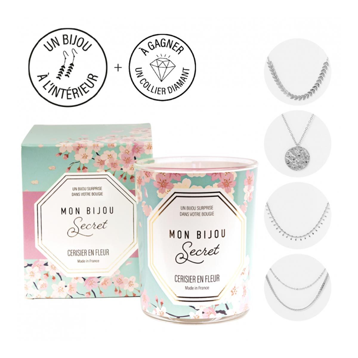 Bougie bijou CERISIER Collier argenté