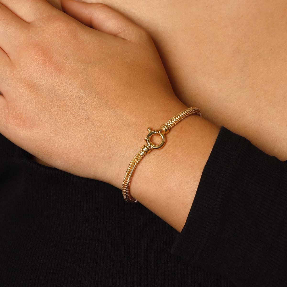 Bracelet maille Or Jaune " Maille Tubulaire" Bracelet "Luciole" Or jaune