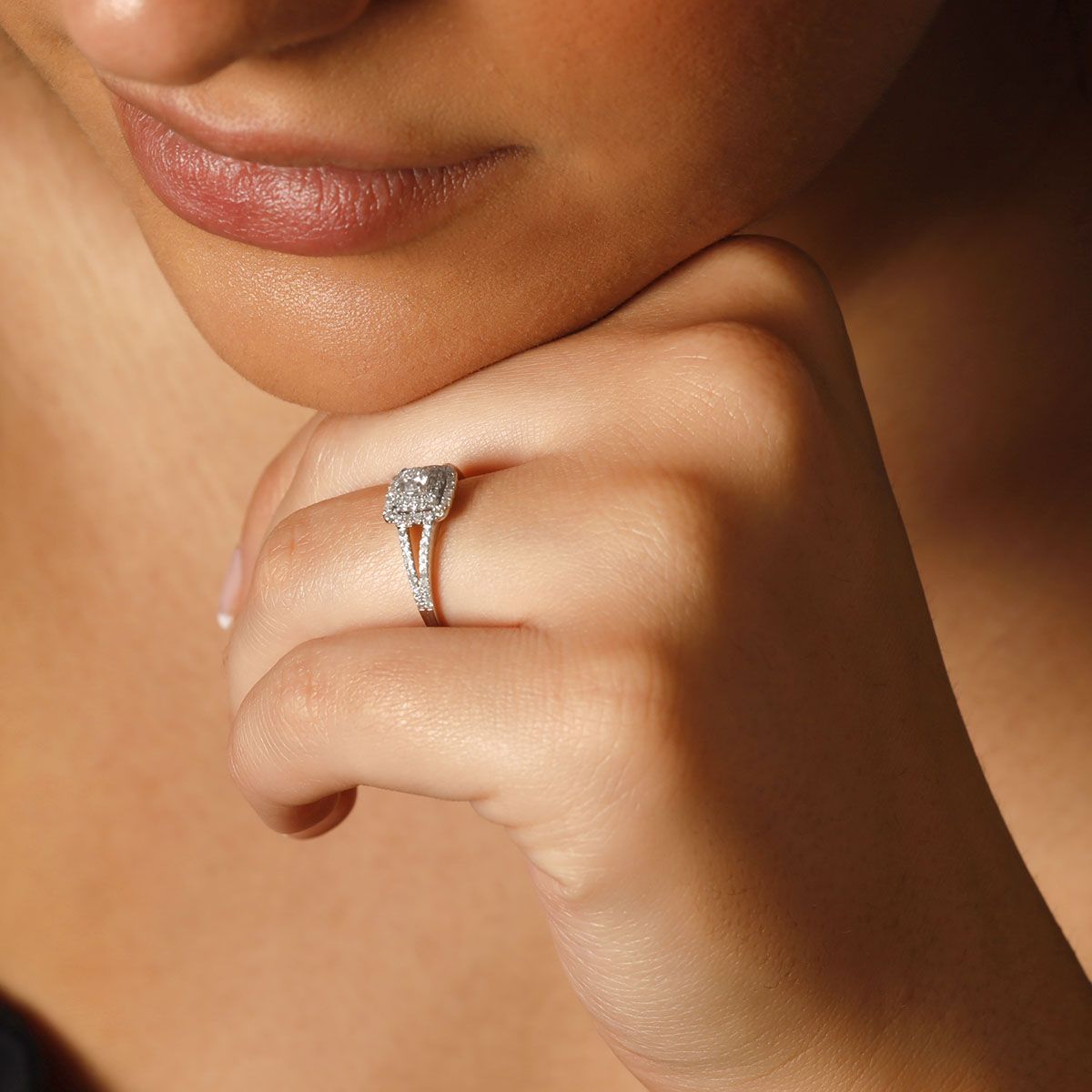 Bague "Duo Carré somptueux" Or blanc et Diamants Bague "Amour Mystique" Or blanc et Diamant