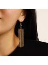Boucles d'oreilles dorées montées d'un Onyx noir "Cléa"