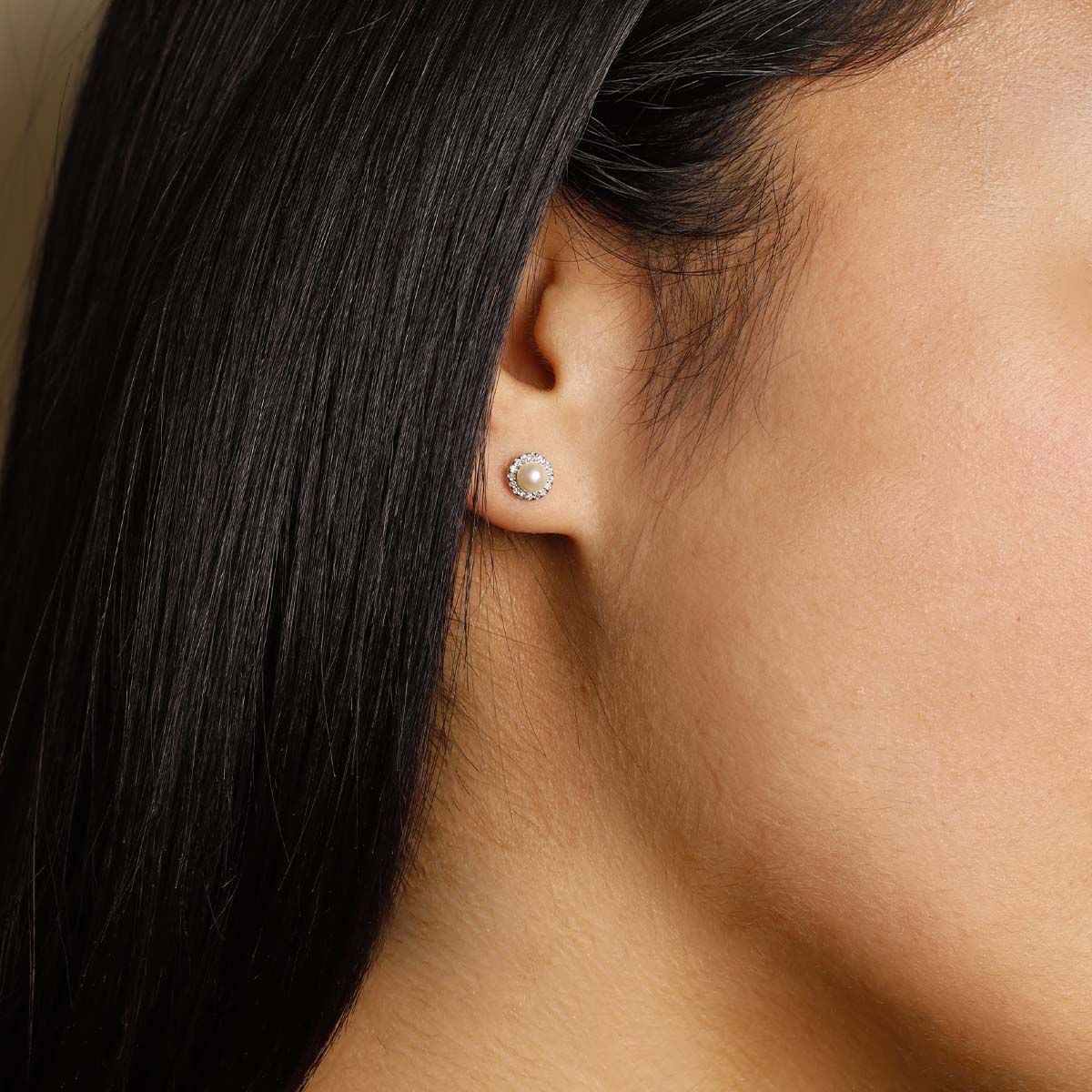Boucles d'oreilles Or Blanc Diamant et Perle Boucles d'oreilles "Loyale" Or blanc et Perle