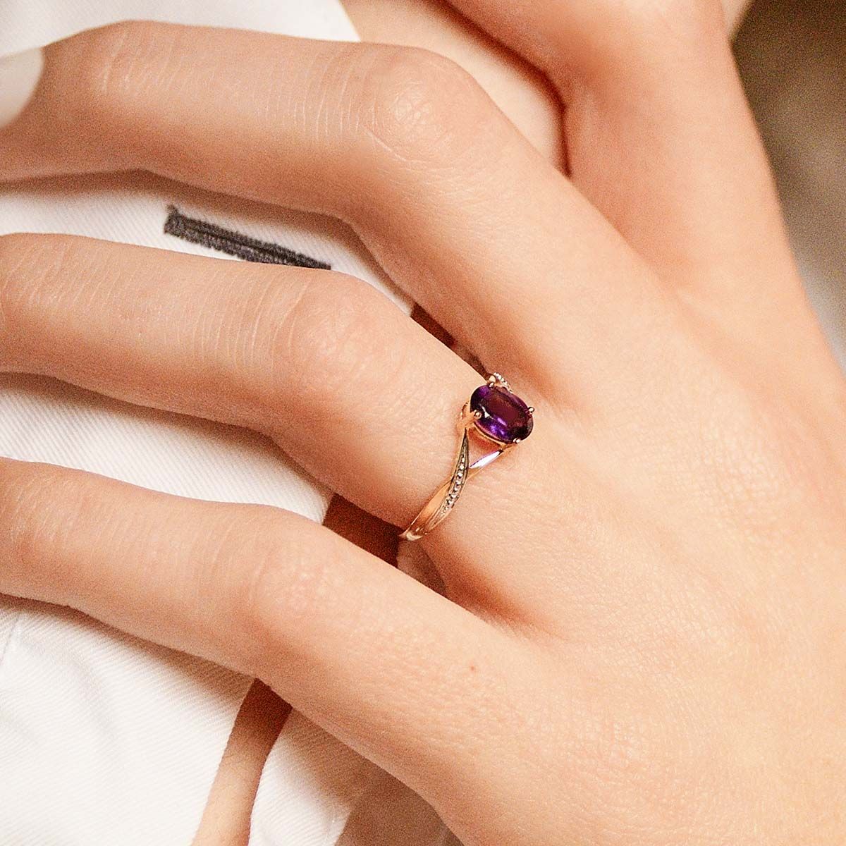 Bague "Purple Améthyste" Or jaune Bague "Flamme Dorée" Or jaune et Améthyste