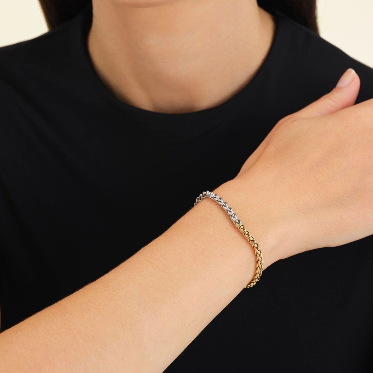 Bracelet Rosefield "Duotone Herringbone Bracelet Gold" Acier doré- JBDHG-J704 Bracelet Rosefield "Duotone Herringbone Bracelet Gold" Acier doré - JBDHG-J704