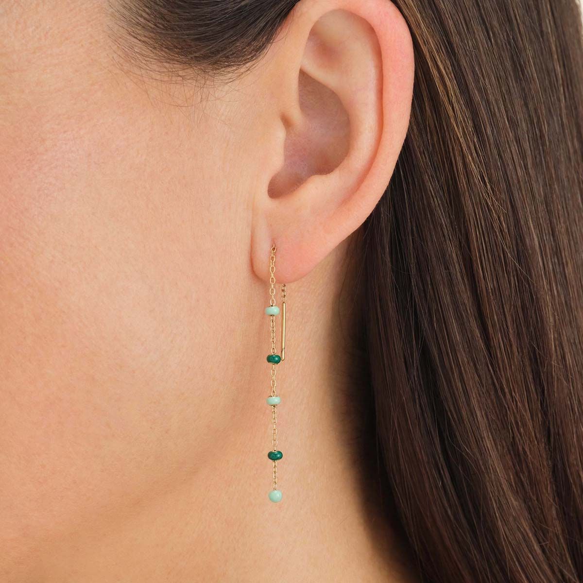 Boucles d'oreilles Rosefield "Emerald Dotted Theader Earrings Gold" Acier doré  - JEETG-J722
