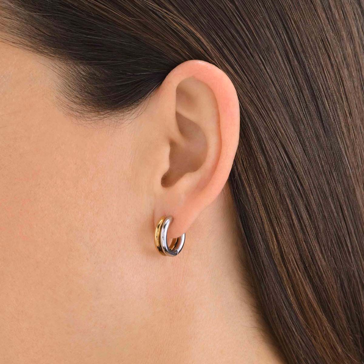 Boucles d'oreilles Rosefield "Duotone 2-way Hoops Gold" Acier doré- JED2G-J709 Boucles d'oreilles Rosefield "Duotone 2-way Hoops Gold" Acier doré - JED2G-J709
