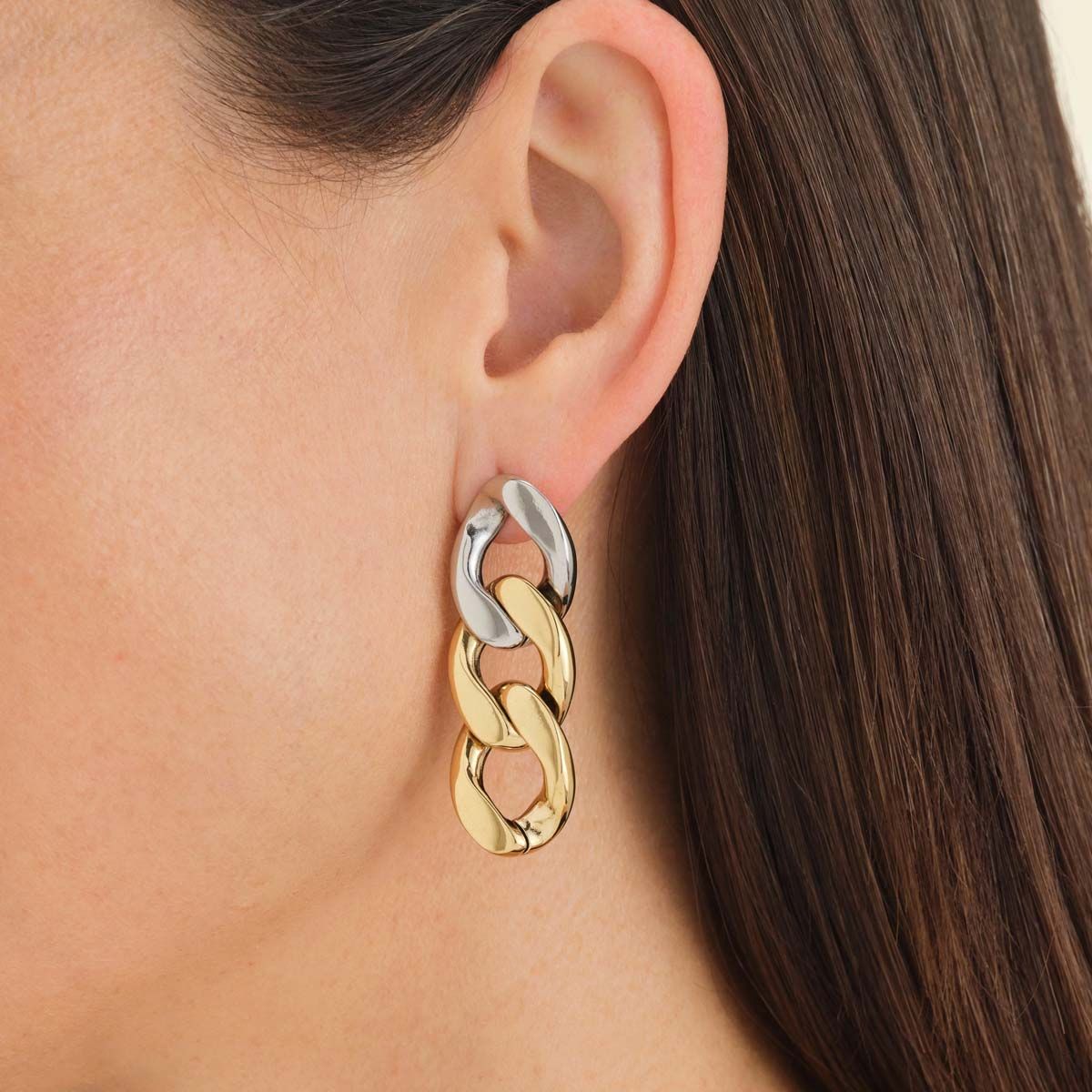 Boucles d'oreilles Rosefield "Duotone Chain Earrings Gold" Acier doré  - JEDCG-J713