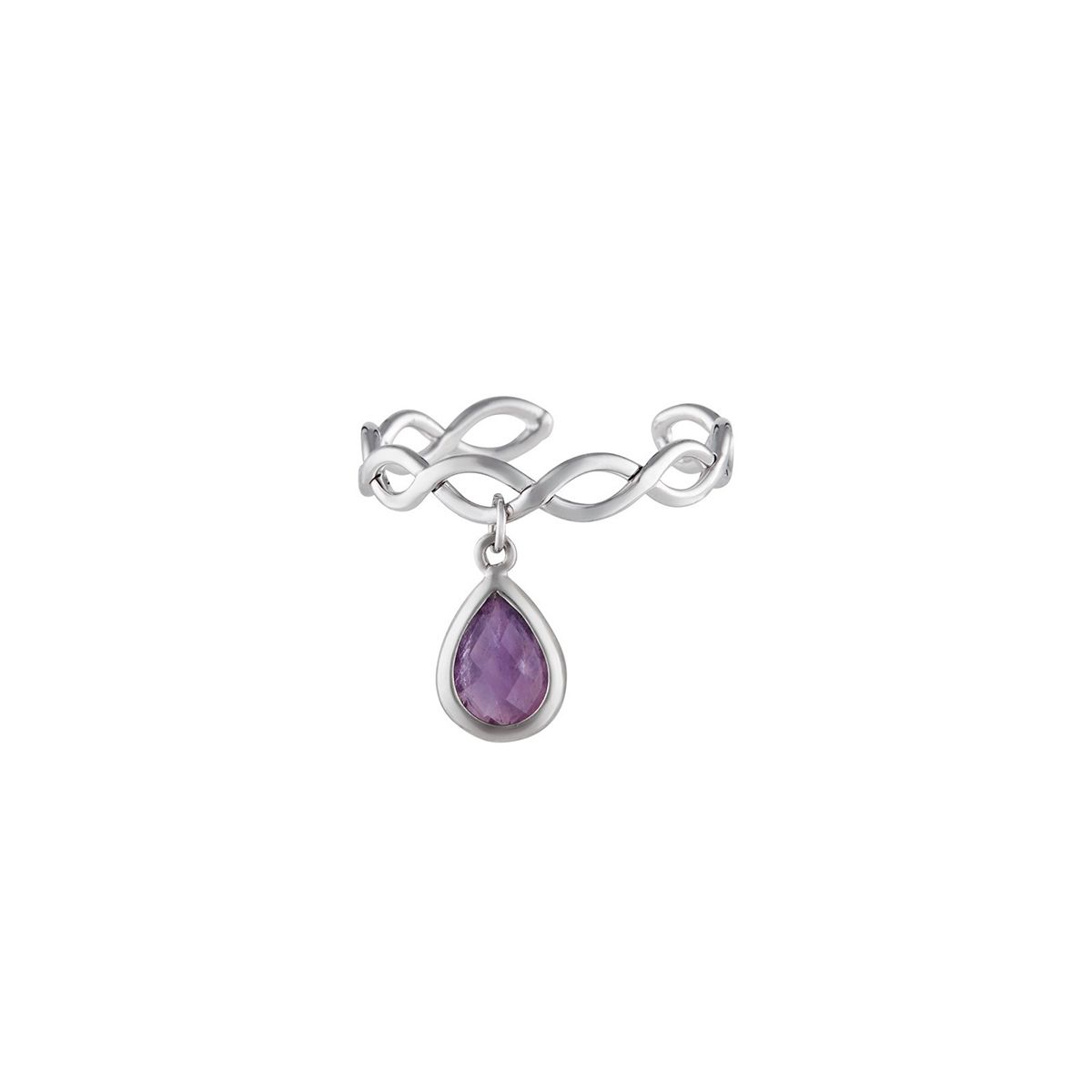Bague ajustable laiton argenté montée d'une améthyste violette "Athéna" Bague ajustable laiton argenté montée d'une améthyste violette "Athéna"