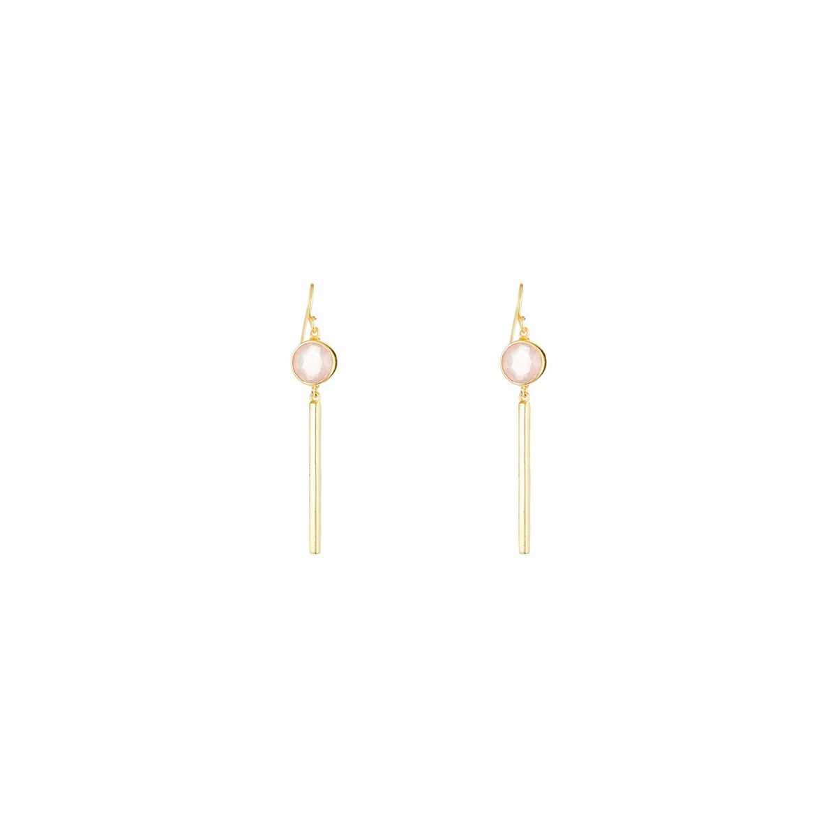 Boucles d'oreilles "Poalarisé" Quartz rose Laiton doré