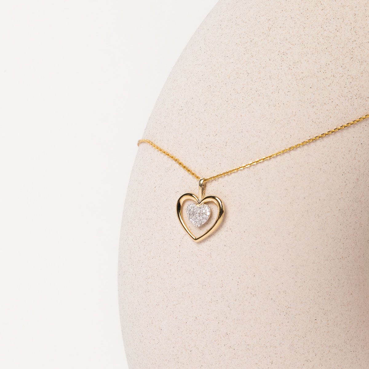 Pendentif "Coeur Tendresse" Or jaune et Diamant
