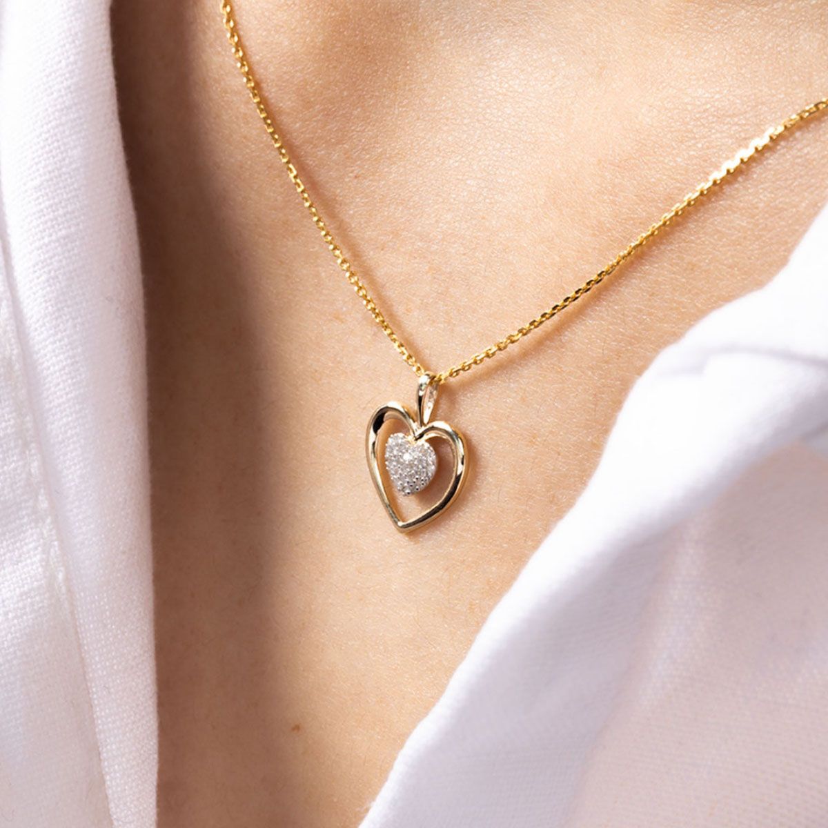 Pendentif "Coeur Tendresse" Or jaune et Diamant