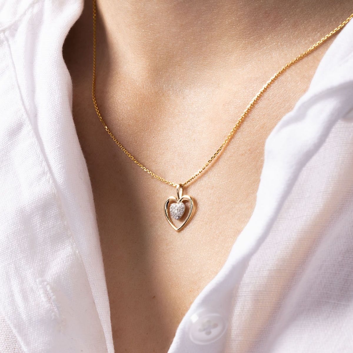 Pendentif "Coeur Tendresse" Or jaune et Diamant