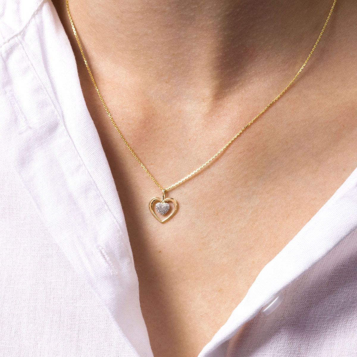 Pendentif "Coeur Tendresse" Or jaune et Diamant